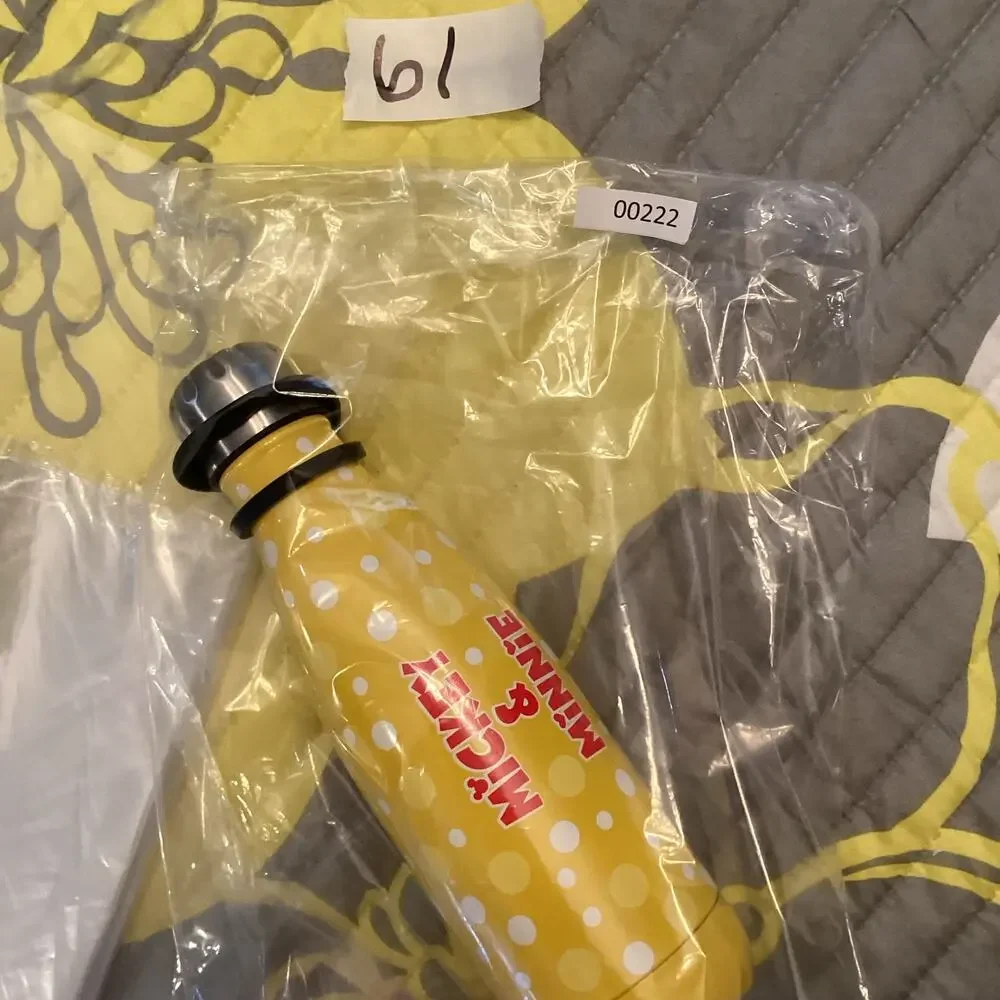 NWOT Disney Parks Mickey and Minnie Mouse Yellow Stainless Steel Water Bottle